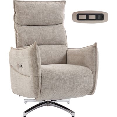 Homcom Poltrona relax elettrica girevole con porte di ricarica, Sedia in tessuto effetto lino, 76x88x111 cm, beige Aosom Italy Homcom Poltrona relax elettrica girevole con porte di ricarica, Sedia in tessuto effetto lino, 76x88x111 cm, beige Aosom Italy