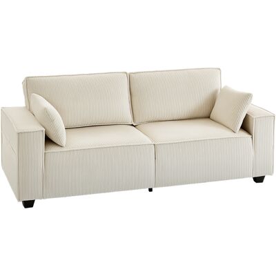 Homcom Divano Moderno 3 posti con braccioli larghi e 2 cuscini per salotto, 218x79x91 cm, beige Aosom Italy Homcom Divano Moderno 3 posti con braccioli larghi e 2 cuscini per salotto, 218x79x91 cm, beige Aosom Italy