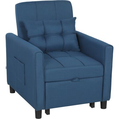 Homcom Poltrona Letto Pieghevole con Schienale Regolabile e Cuscino, Blu Aosom Italy Homcom Poltrona Letto Pieghevole con Schienale Regolabile e Cuscino, Blu Aosom Italy