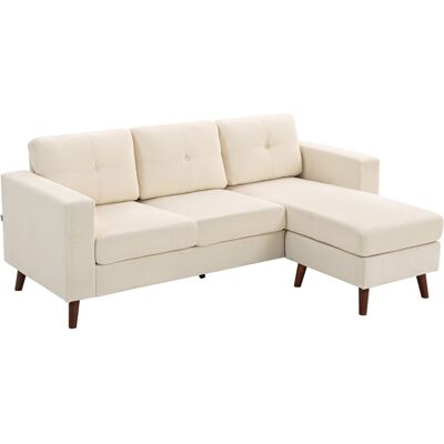 Homcom Divano 3 Posti Angolare a forma a L, Chaise Longue Reversibile E Effetto Velluto a Coste, 192x137x84 cm, Bianco e Crema Aosom Italy Homcom Divano 3 Posti Angolare a forma a L, Chaise Longue Reversibile E Effetto Velluto a Coste, 192x137x84 cm, Bianco e Crema Aosom Italy
