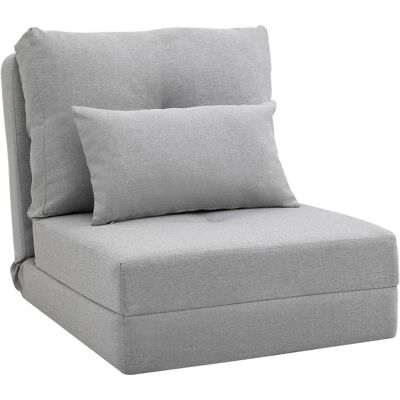 Homcom Poltrona Letto 3 in 1 Convertibile e Divano da Terra con Schienale regolabile e 2 Cuscini, Sedia in Chaise Longue, Grigio Chiaro Aosom Italy Homcom Poltrona Letto 3 in 1 Convertibile e Divano da Terra con Schienale regolabile e 2 Cuscini, Sedia in Chaise Longue, Grigio Chiaro Aosom Italy