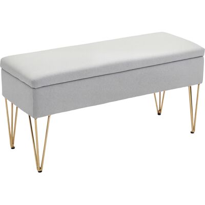 Homcom Panca Fondo Letto con Contenitore in Tessuto e Gambe in Acciaio, 100x40x49 cm, Grigio Chiaro Aosom Italy Homcom Panca Fondo Letto con Contenitore in Tessuto e Gambe in Acciaio, 100x40x49 cm, Grigio Chiaro Aosom Italy