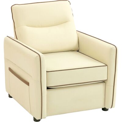 Homcom Poltrona da Salotto Moderna con Imbottitura Spessa, Tasca Laterale e Rivestimento in Finta Pelle, Beige Aosom Italy Homcom Poltrona da Salotto Moderna con Imbottitura Spessa, Tasca Laterale e Rivestimento in Finta Pelle, Beige Aosom Italy