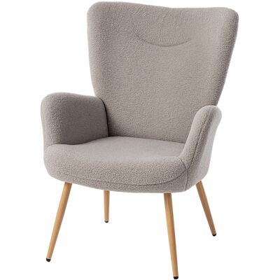 Homcom Poltrona Moderna in Tessuto Sherpa Imbottita con Schienale Alto e Braccioli, Grigio Aosom Italy Homcom Poltrona Moderna in Tessuto Sherpa Imbottita con Schienale Alto e Braccioli, Grigio Aosom Italy
