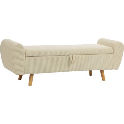 Homcom Panca Contenitore 73 L, Cassapanca Imbottita in Velluto a Coste con Braccioli e Gambe in Legno di Hevea, Beige Aosom Italy Homcom Panca Contenitore 73 L, Cassapanca Imbottita in Velluto a Coste con Braccioli e Gambe in Legno di Hevea, Beige Aosom Italy