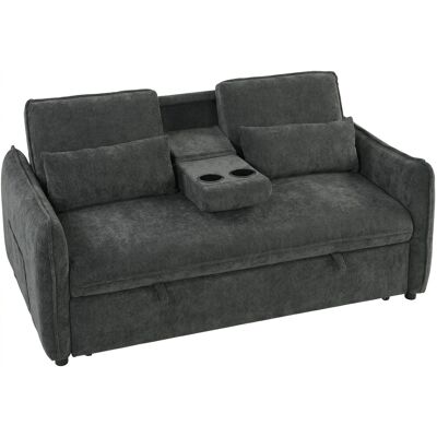 Homcom 3 in 1 Divano Letto 2 Posti con Schienale Regolabile in 3 Posizioni con 2 Cuscini, in Ciniglia, Grigio Scuro Aosom Italy Homcom 3 in 1 Divano Letto 2 Posti con Schienale Regolabile in 3 Posizioni con 2 Cuscini, in Ciniglia, Grigio Scuro Aosom Italy