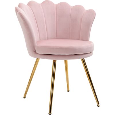 Homcom Poltrona da Salotto a Conchiglia Stile Vintage in Velluto con Gambe Dorate Rosa Aosom Italy Homcom Poltrona da Salotto a Conchiglia Stile Vintage in Velluto con Gambe Dorate Rosa Aosom Italy