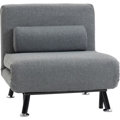 Homcom Poltrona Letto con Schienale Regolabile in 5 Posizioni, Tessuto Effetto Lino e Acciaio, 75x70x75 cm, Grigio Aosom Italy Homcom Poltrona Letto con Schienale Regolabile in 5 Posizioni, Tessuto Effetto Lino e Acciaio, 75x70x75 cm, Grigio Aosom Italy