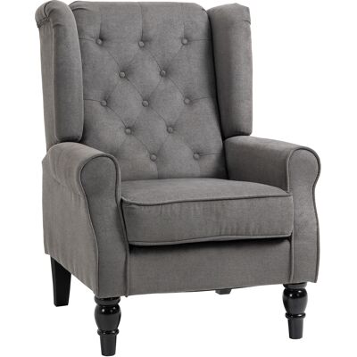 Homcom Poltrona da Salotto Stile Francese con Gambe in Legno e Cuscini Sfoderabili, 74x86x102 cm, Grigio Aosom Italy Homcom Poltrona da Salotto Stile Francese con Gambe in Legno e Cuscini Sfoderabili, 74x86x102 cm, Grigio Aosom Italy
