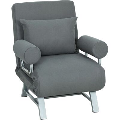 Homcom Poltrona Letto 3 in 1 con Schienale Reclinabile su 5 Livelli, in Tessuto Effetto Lino, 73x78x81 cm, Grigio Scuro Aosom Italy Homcom Poltrona Letto 3 in 1 con Schienale Reclinabile su 5 Livelli, in Tessuto Effetto Lino, 73x78x81 cm, Grigio Scuro Aosom Italy