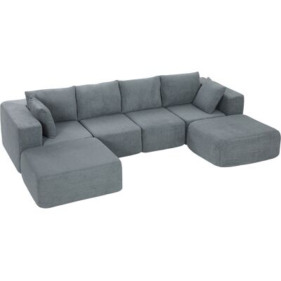 Homcom Divano Modulabile ad Angolo in Tessuto Effetto Velluto e Schiuma con Cuscini, 294x165x70 cm, Grigio Scuro Aosom Italy Homcom Divano Modulabile ad Angolo in Tessuto Effetto Velluto e Schiuma con Cuscini, 294x165x70 cm, Grigio Scuro Aosom Italy