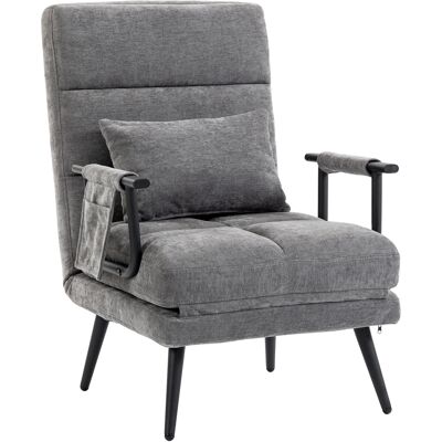 Homcom Poltrona letto 3 in 1 pieghevole in chenille con schienale click-clack, Grigio Aosom Italy Homcom Poltrona letto 3 in 1 pieghevole in chenille con schienale click-clack, Grigio Aosom Italy