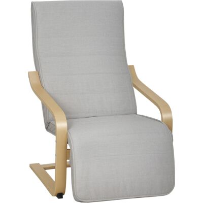Homcom Poltrona Camera da Letto in Legno di Betulla e Tessuto Effetto Lino con Poggiapiedi Regolabile, Grigio Chiaro Aosom Italy Homcom Poltrona Camera da Letto in Legno di Betulla e Tessuto Effetto Lino con Poggiapiedi Regolabile, Grigio Chiaro Aosom Italy