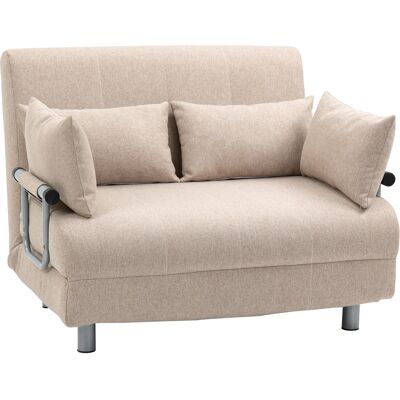 Homcom Divano Letto 2 Posti 3 in 1 Convertibile in Poltrona Reclinabile con Schienale Regolabile su 5 Livelli e 4 Cuscini Imbottiti, 102x82x81 cm, Beige Aosom Italy Homcom Divano Letto 2 Posti 3 in 1 Convertibile in Poltrona Reclinabile con Schienale Regolabile su 5 Livelli e 4 Cuscini Imbottiti, 102x82x81 cm, Beige Aosom Italy
