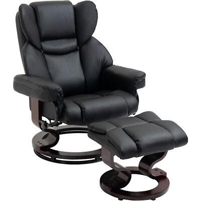 Homcom Poltrona Relax e Pouf Poggiapiedi, Reclinabile a 145° con Seduta Girevole in Finta Pelle, Nero Aosom Italy Homcom Poltrona Relax e Pouf Poggiapiedi, Reclinabile a 145° con Seduta Girevole in Finta Pelle, Nero Aosom Italy