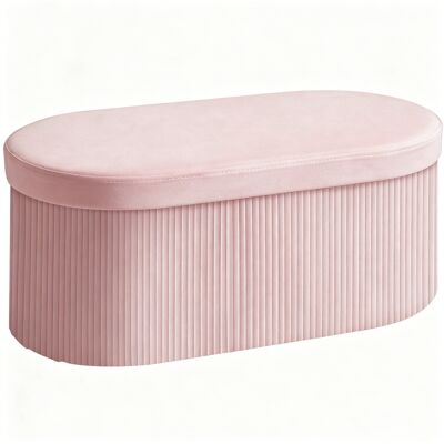 Homcom Pouf Contenitore Pieghevole con Vano da 72L e Rivestimento in Velluto, 76x38x35 cm, Rosa Aosom Italy Homcom Pouf Contenitore Pieghevole con Vano da 72L e Rivestimento in Velluto, 76x38x35 cm, Rosa Aosom Italy