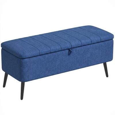 Homcom Panca Contenitore Pouf Poggiapiedi Imbottito, 102x40x44 cm, Blu Scuro Aosom Italy Homcom Panca Contenitore Pouf Poggiapiedi Imbottito, 102x40x44 cm, Blu Scuro Aosom Italy
