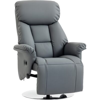 Homcom Poltrona Relax Girevole Reclinabile 130° con Poggiapiedi, Braccioli Svasati, in Finta Pelle, Grigio Aosom Italy Homcom Poltrona Relax Girevole Reclinabile 130° con Poggiapiedi, Braccioli Svasati, in Finta Pelle, Grigio Aosom Italy