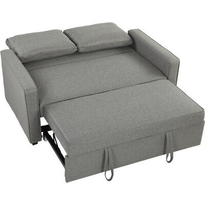Homcom 3 in 1 Divano Letto 2 Posti con Schienale Regolabile in 3 Posizioni, 2 Cuscini, in Tessuto Effetto Lino Grigio Aosom Italy Homcom 3 in 1 Divano Letto 2 Posti con Schienale Regolabile in 3 Posizioni, 2 Cuscini, in Tessuto Effetto Lino Grigio Aosom Italy
