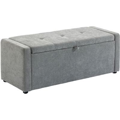 Homcom Cassapanca 142L Pouf Contenitore, Seduta Ampia Imbottita, in Lino, Capacità 200 kg, Grigio Chiaro Aosom Italy Homcom Cassapanca 142L Pouf Contenitore, Seduta Ampia Imbottita, in Lino, Capacità 200 kg, Grigio Chiaro Aosom Italy