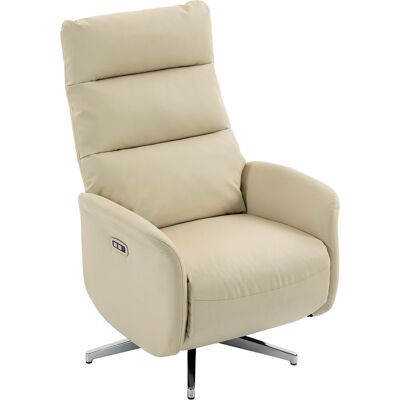 Homcom Poltrona Relax Elettrica Reclinabile 160° Girevole con Poggiapiedi, Presa USB e Type-C, in Pelle PU, Beige Aosom Italy Homcom Poltrona Relax Elettrica Reclinabile 160° Girevole con Poggiapiedi, Presa USB e Type-C, in Pelle PU, Beige Aosom Italy