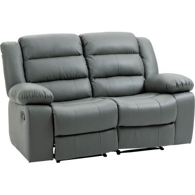 Homcom Divano 2 Posti Reclinabile di 135° e Imbottito con Schienale Diviso e Poggiapiedi Incluso, in Pelle PVC e Acciaio, 168x93x102 cm, Grigio Aosom Homcom Divano 2 Posti Reclinabile di 135° e Imbottito con Schienale Diviso e Poggiapiedi Incluso, in Pelle PVC e Acciaio, 168x93x102 cm, Grigio Aosom
