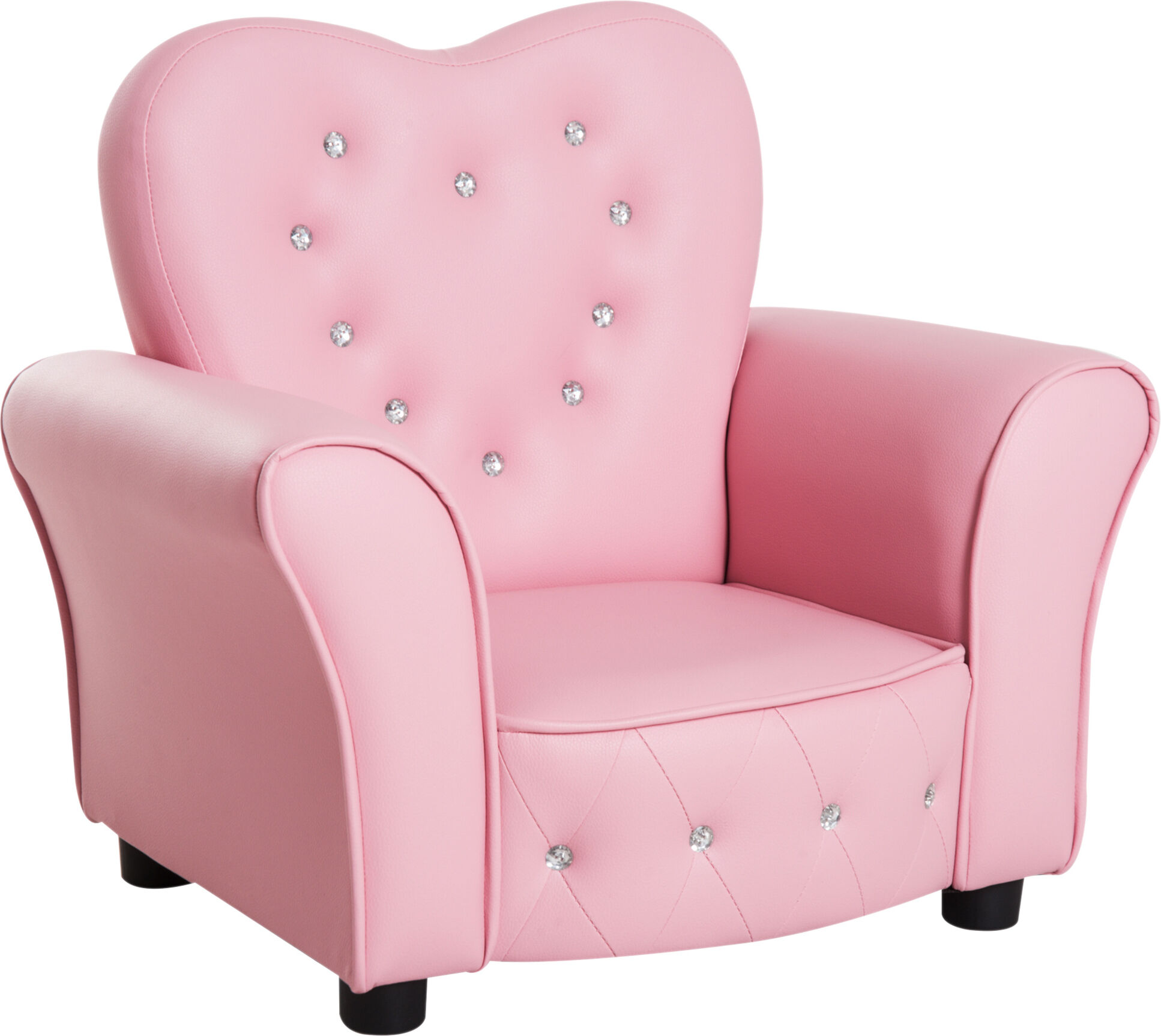 Homcom Poltroncina per Bambini Imbottita, Poltrona per cameretta con Rivestimento in PVC e Struttura in Legno, 59x41.5x49cm, Rosa