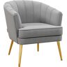 Homcom Poltrona in Velluto Imbottita con Gambe Dorate in Poliestere e Acciaio, 71x72x75cm, Grigio