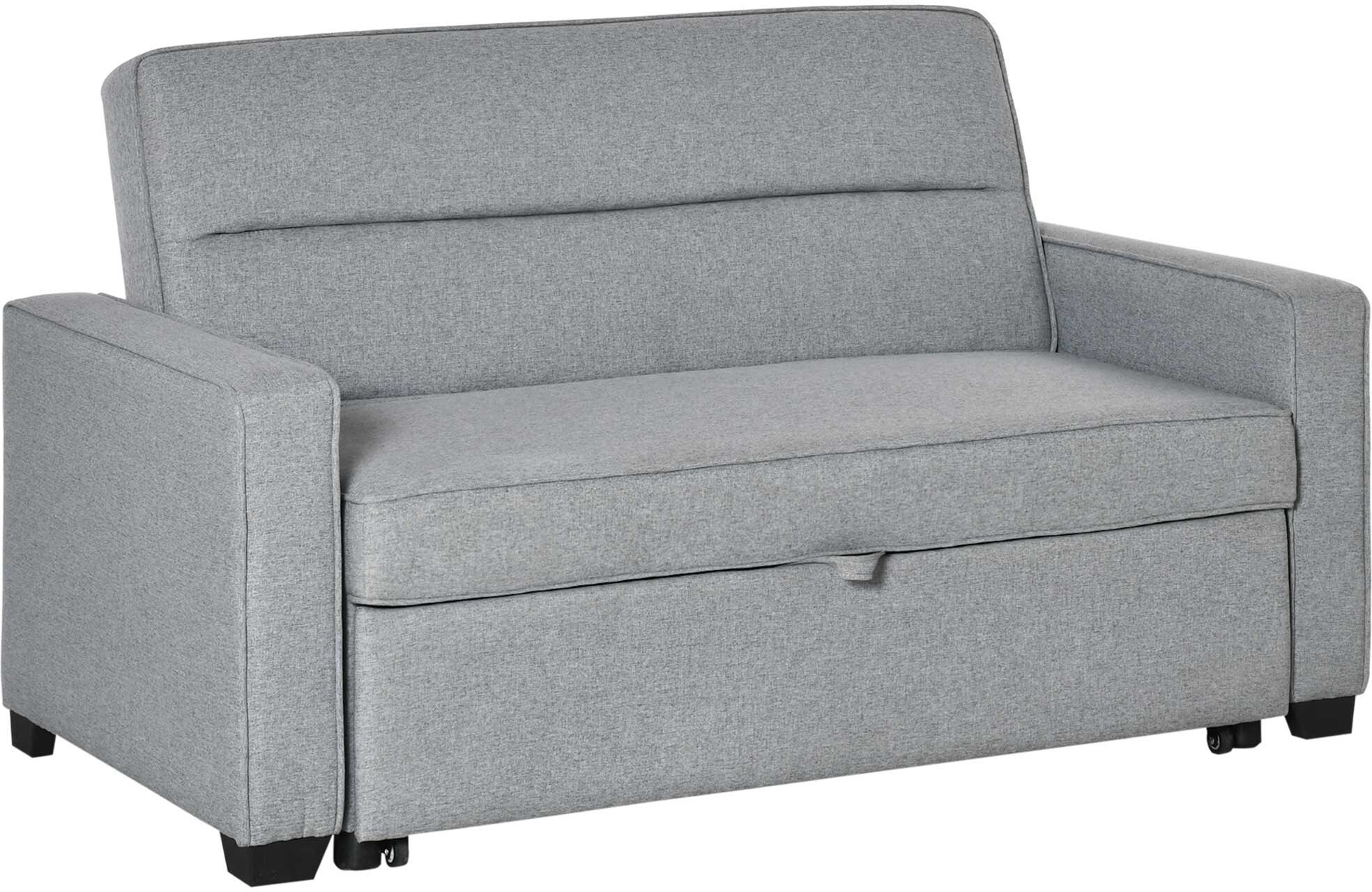 Homcom Divano Letto a 1 Piazza in Tessuto, Seduta 2 Posti e Schienale a 3 Reclinazioni, 154x87x89cm Aosom Italy 1 Homcom Divano Letto a 1 Piazza in Tessuto, Seduta 2 Posti e Schienale a 3 Reclinazioni, 154x87x89cm Aosom Italy