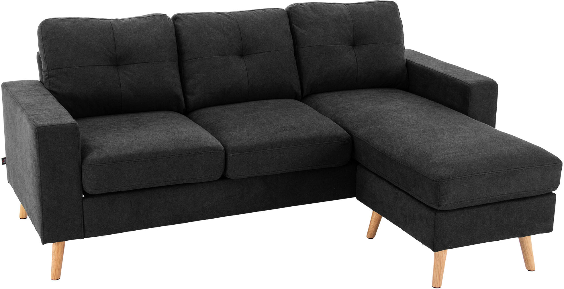 Homcom Divano 3 Posti ad Angolo con Penisola Reversibile e Cuscini, in Tessuto Effetto Lino, 193x136x85 cm, Nero 1 Homcom Divano 3 Posti ad Angolo con Penisola Reversibile e Cuscini, in Tessuto Effetto Lino, 193x136x85 cm, Nero