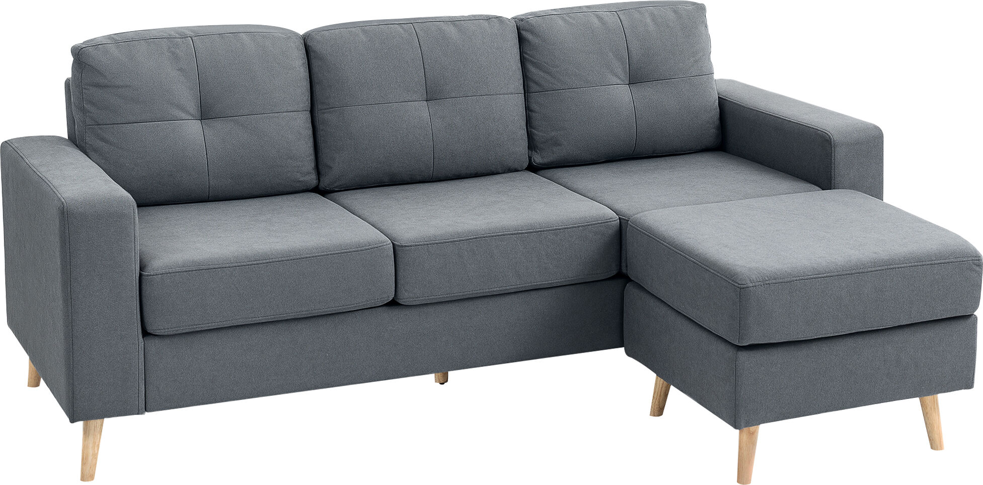 Homcom Divano diritto 3 posti e pouf trasformabile con braccioli design scandinavo 193 x 136 x 85 cm grigio antracite