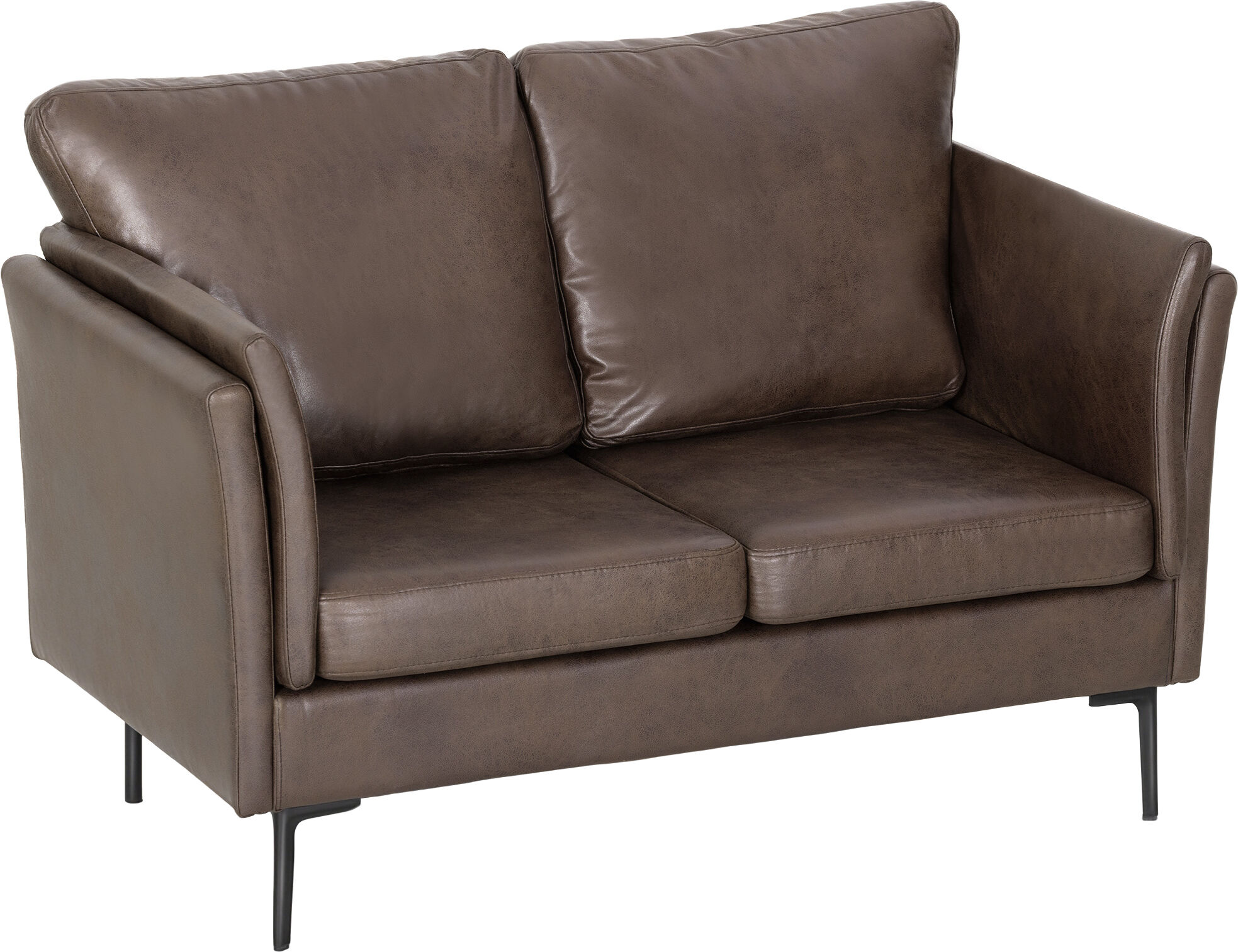 Homcom Divano 2 Posti in Pelle Traspirante con Imbottitura Spessa e Gambe in Metallo, 137x72x88 cm, Marrone Scuro Aosom Italy 1 Homcom Divano 2 Posti in Pelle Traspirante con Imbottitura Spessa e Gambe in Metallo, 137x72x88 cm, Marrone Scuro Aosom Italy