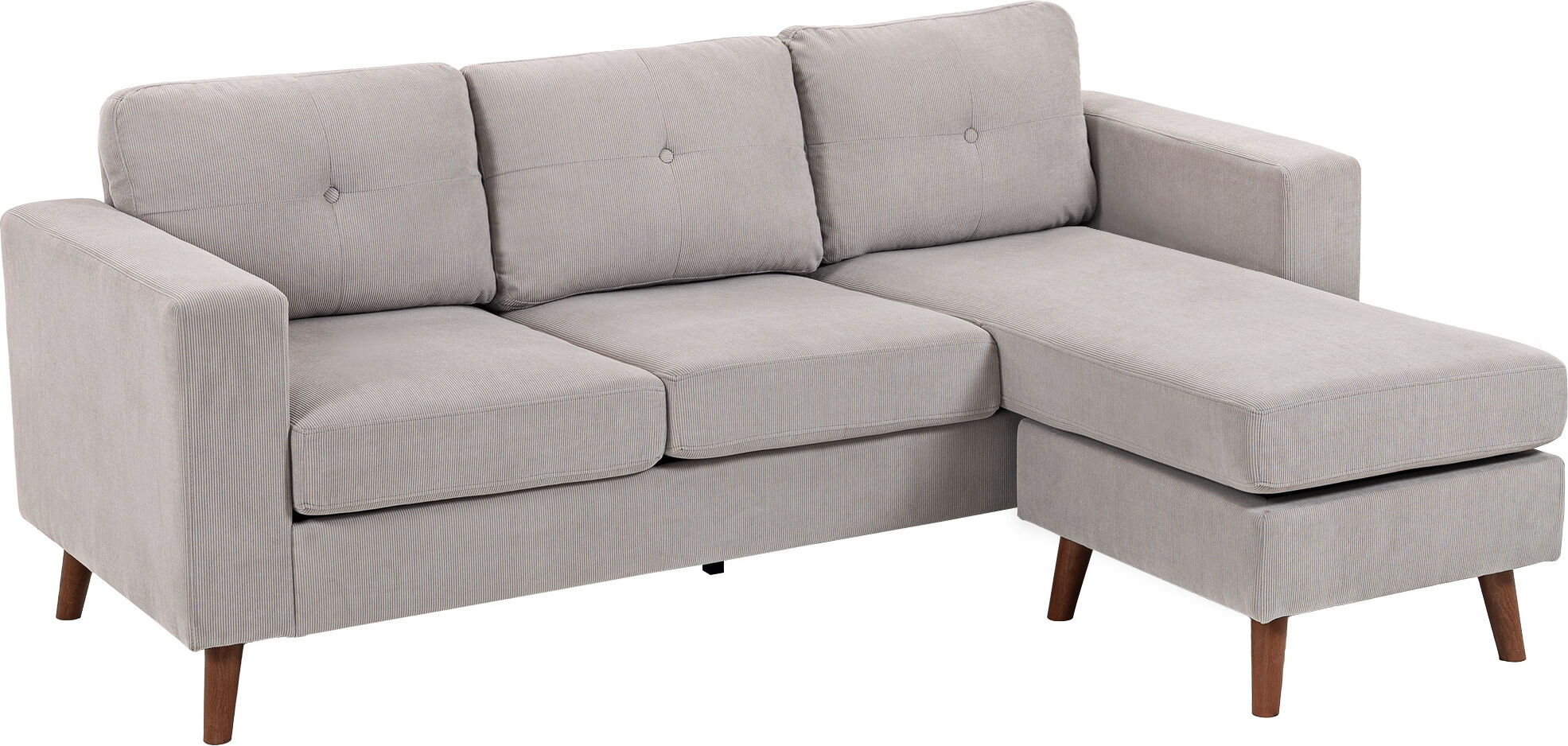 Homcom Divano ad angolo reversibile in velluto a coste, divano 3 posti con penisola, telaio in acciaio, 192x137x84cm, grigio chiaro Aosom Italy 1 Homcom Divano ad angolo reversibile in velluto a coste, divano 3 posti con penisola, telaio in acciaio, 192x137x84cm, grigio chiaro Aosom Italy