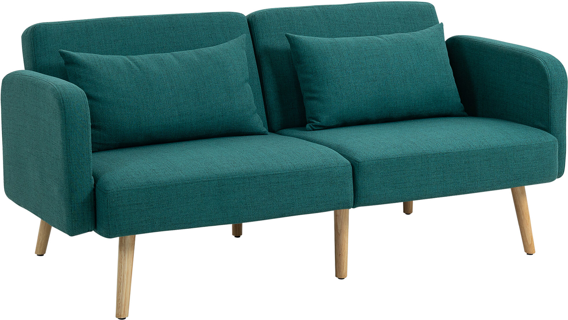 Homcom Divano letto clic-clac da 3 posti, con schienale reclinabile e braccioli regolabili, in tessuto effetto lino, Verde Aosom Italy
