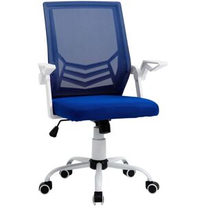 Vinsetto Sedia Ufficio Ergonomica con Braccioli e Supporto Lombare, Poltrona Ufficio Girevole e Altezza Regolabile in Tessuto Blu Aosom Sedie Ufficio