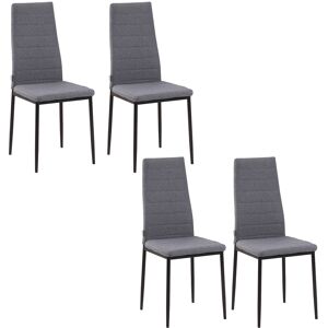 Homcom Set 4 Sedie Imbottite per Soggiorno Sedie Sala da Pranzo Moderne, in Metallo e Tessuto Grigio