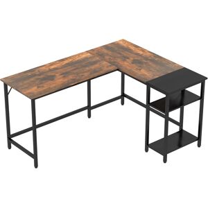 Homcom Scrivania Angolare in Stile Industriale con Ripiano Laterale, in Legno e Metallo Nero, 150x120x75cm