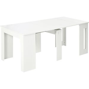 Homcom Tavolo Pieghevole da Pranzo max 6 Persone per Spazi Limitati, in Truciolato e Acciaio, 180x85x75 cm, Bianco