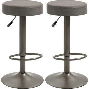 Homcom Set 2 Sgabelli da Bar Girevoli con Poggiapiedi e Altezza Regolabile, 35x36x64-85cm, Grigio