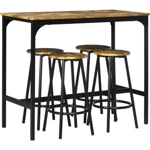 Homcom Set da Bar 5 pezzi con Tavolo alto e 4 Sgabelli Stile Industriale, Marrone e Nero