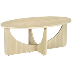 Homcom Tavolino da Salotto Ovale in Truciolato dallo Stile Moderno, 110x60x45cm, Color Rovere