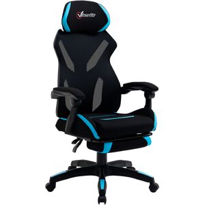 Vinsetto Sedia da Gaming con Supporto Lombare, Sedia Ufficio Ergonomica Altezza Regolabile in Tessuto Nero e Blu, 65x65x119-129cm Aosom Sedie Ufficio