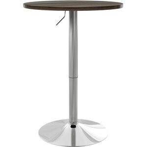 Homcom Tavolo Alto da Bar con Altezza Regolabile, Piano Girevole e Base in Acciaio, Ø60x69-91cm, Marrone