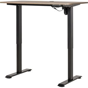 Vinsetto Scrivania Sollevabile a 4 Altezze con Design Anticollisione, Scrivania Porta PC con Regolazione Elettrica, Metallo Nero Legno Teak