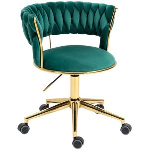 Gomyway Elegante Sedia da Ufficio in Velluto Girevole a 360°, con Altezza Regolabile, Design Unico per il Salotto, Verde