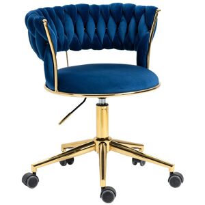 Gomyway Elegante Sedia da Ufficio in Velluto Girevole a 360°, con Altezza Regolabile, Design Unico per il Salotto, Blu