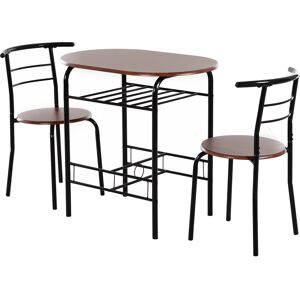 homcom set 3 pezzi mobili da bar, ristorante, casa - 2 sedie (38x47.5x75cm) 1 tavolo (80x50x76cm) in metallo e mdf