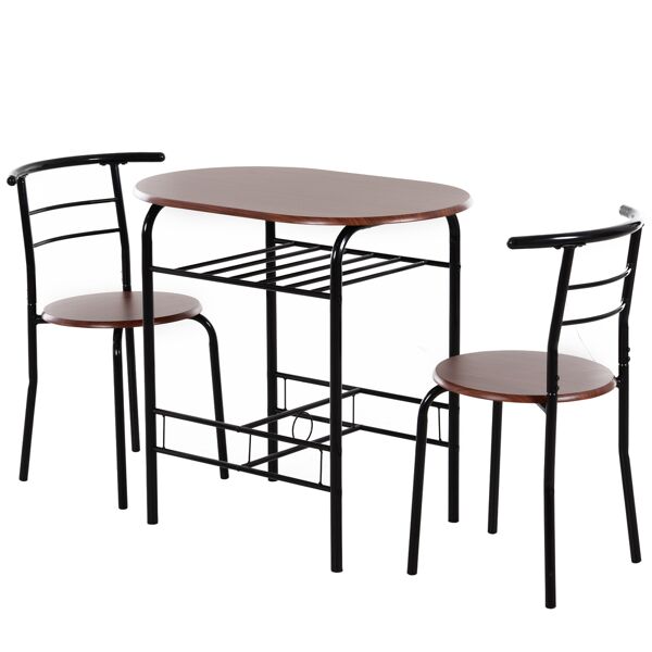 homcom set 3 pezzi mobili da bar, ristorante, casa - 2 sedie (38x47.5x75cm) 1 tavolo (80x50x76cm) in metallo e mdf