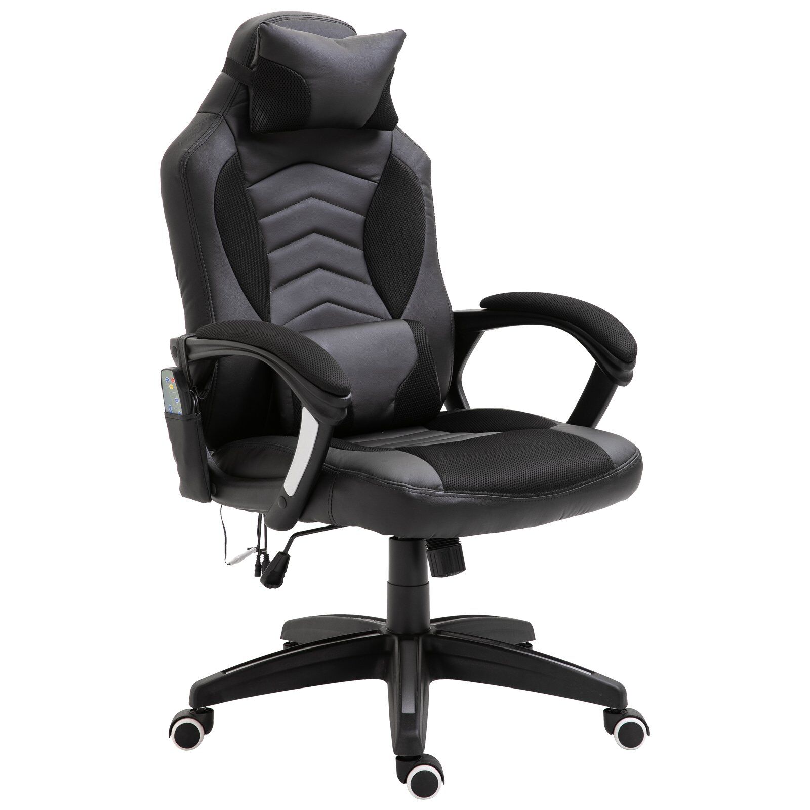 homcom sedia poltrona da ufficio massaggiante e riscaldante design ergonomico reclinabile ecopelle 68l×69p×(108-117)acm nera aosom sedie ufficio