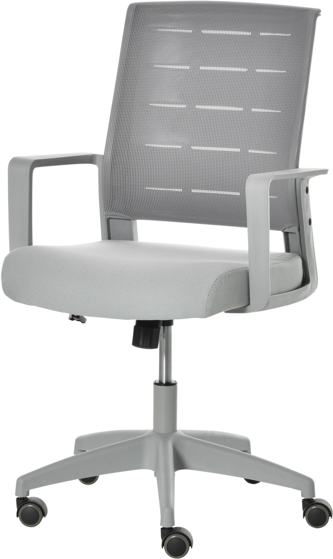 Vinsetto Sedia da Ufficio Ergonomica Girevole con Altezza Regolabile, Ruote e Braccioli, 59x61x95.5-105cm Grigio